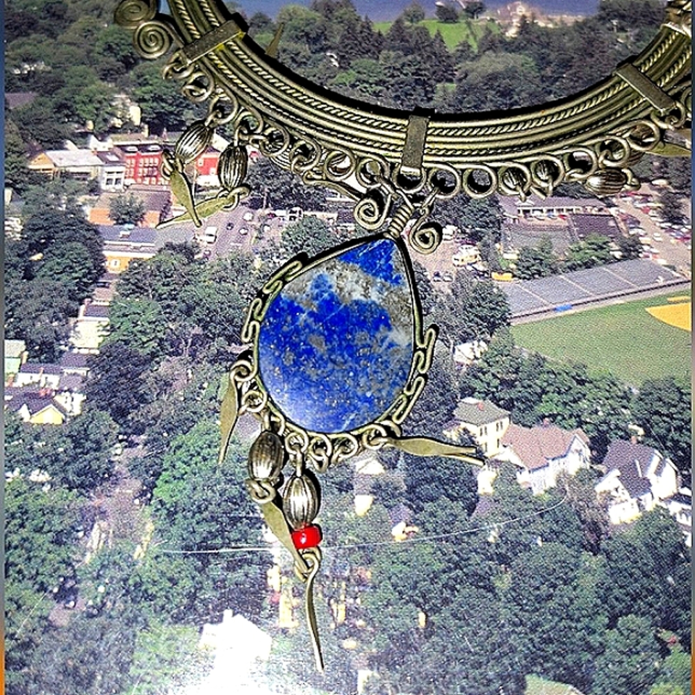 Antique Lapis Stone Silver Necklace Tribal